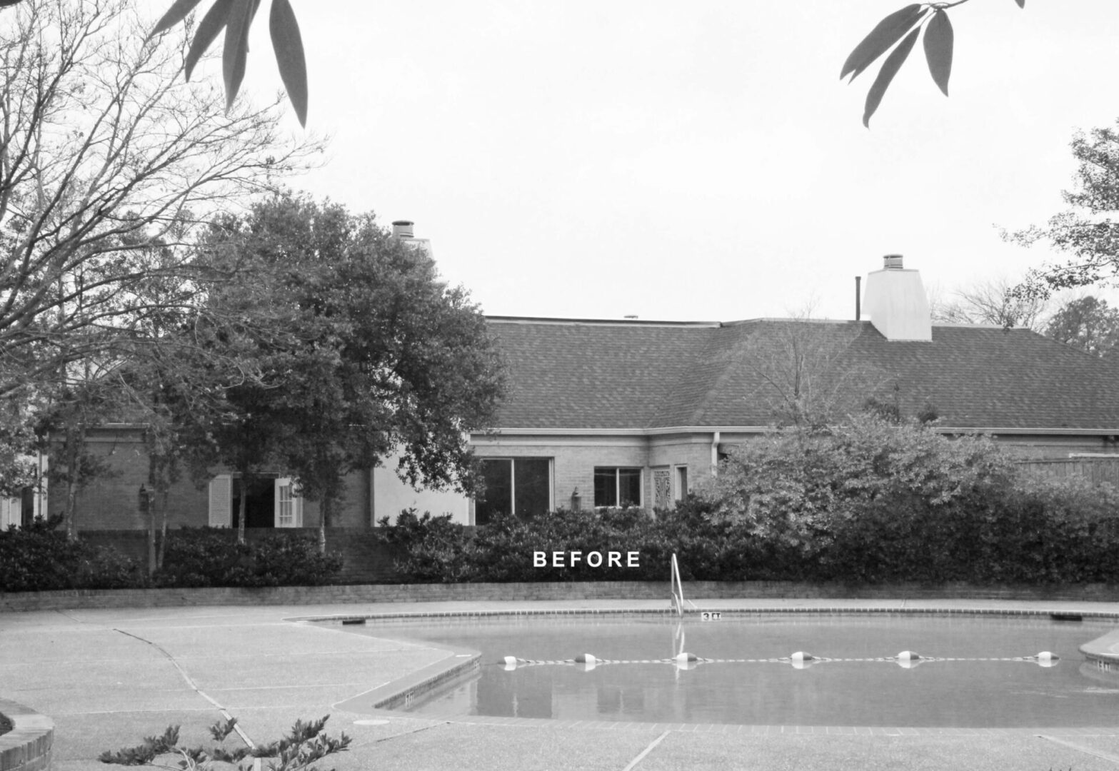 A black and white photo of the before sign.