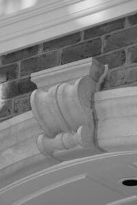 A black and white photo of an architectural element.