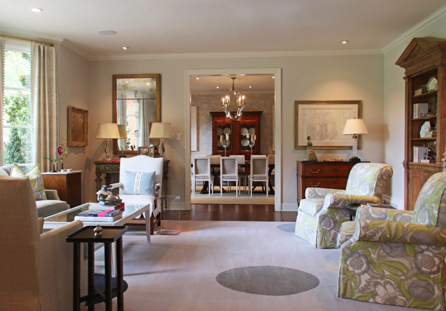 French Provincial living room with two chairs and a table