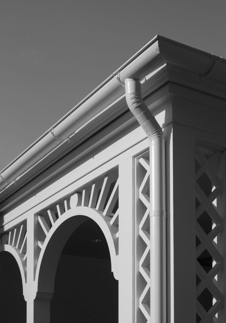 A close up of the top of a building