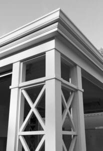 A close up of the corner of a building